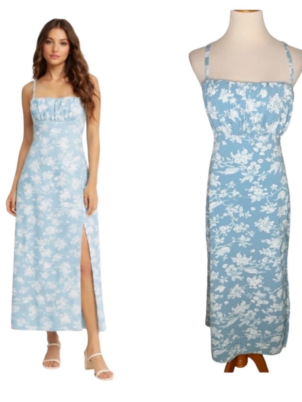 Abercrombie & Fitch Blue Floral Midi Dress Size XL Tall NWT Garden Wedding